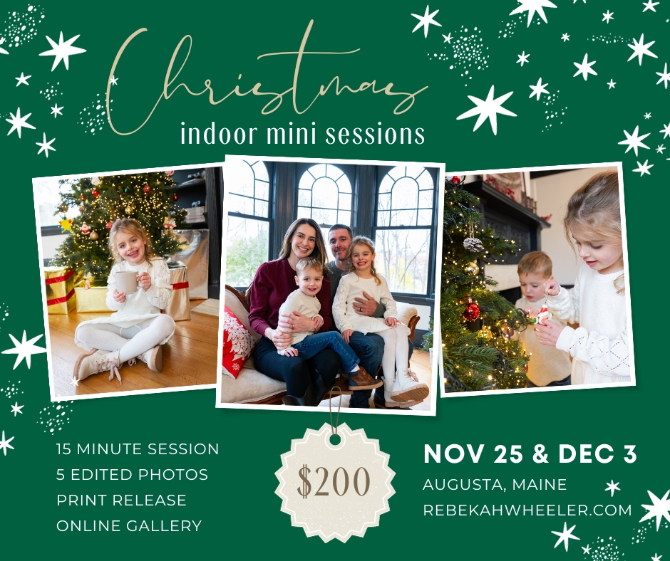Beige White Illustrated Photo Collage Christmas Mini Sessions Announcement Facebook Post